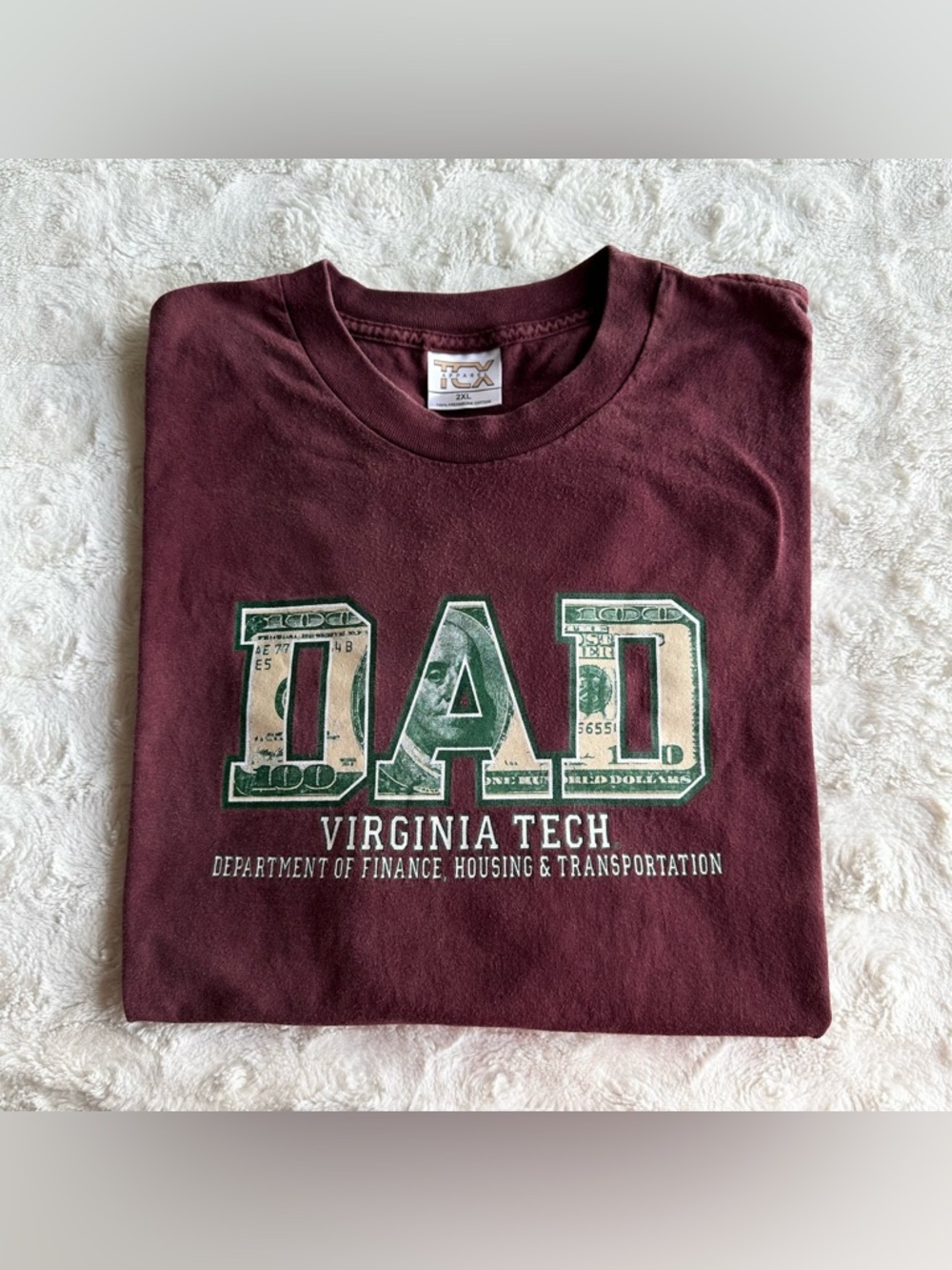 Vintage Virginia Tech Shirt Tee Mens 2XL XXL Maroon Dad Funny VT Hokies Vtg TCX